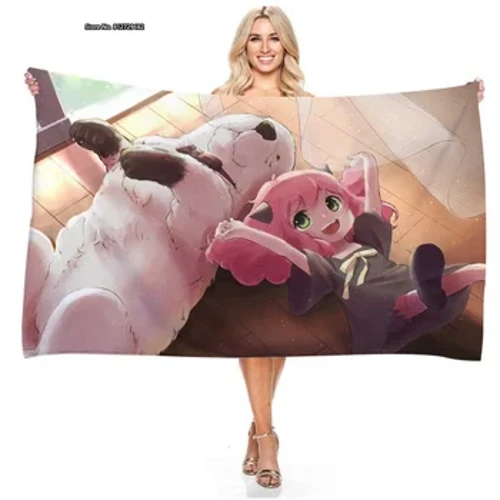 Anime Spy Family Series Digital Printed Rectangular Beach Towel Summer Swimming Quick-drying Absorbent Bath Towel