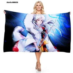 Anime Inuyasha Series Pattern Rectangular Bath Towel Panlabas na Swimming Mabilis na pagkatuyo Absorbent Beach Towel
