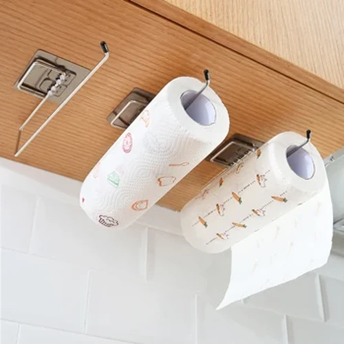 Keittiön paperirullapidike Kylpyhuone WC-paperi säilytysteline Pyyhehylly Kaappi rätit ripustettava pidike Itsekiinnittyvä keittiökoukku