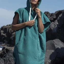 Nopeasti kuivuva kiinteä mikrokuituliina vaihtotakki Surf Poncho Hooded Rantapyyhe Hupullinen Poncho Pyyhe aikuisille miehille ja naisille