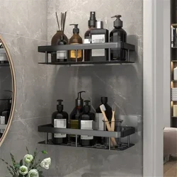 Zulaturik gabeko bainugela apalategiak horman muntatutako xanpua biltegiratzeko rack sukaldeko euskarria karratu aluminiozko bainu-antolatzaile osagarria