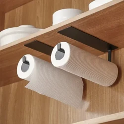Suporte de toalha de papel de aço carbono, cozinha, sem perfurador, prateleira de papel, rolo de papel, cabide de plástico, rack de armazenamento