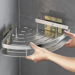 Badeværelseshylde Køkken Opbevaring Organizer Aluminiumslegering Shampoo Stativ Brusehylde Badeværelsestilbehør Ingen borehylde