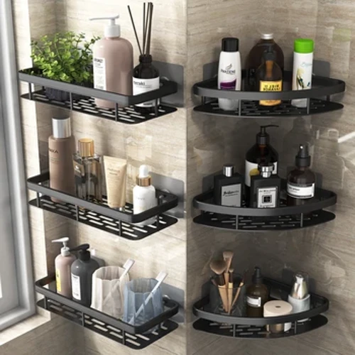 Raft de baie Organizator de depozitare pentru bucătărie Raft pentru șampon din aliaj de aluminiu Raft de duș Accesorii pentru baie Raft fără foraj