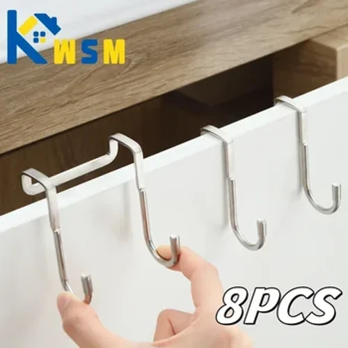 Gancio multifunzionale a forma di S Appendiabiti da cucina in acciaio inossidabile 304 con porta posteriore per armadio da bagno, doppia stampatura gratuita