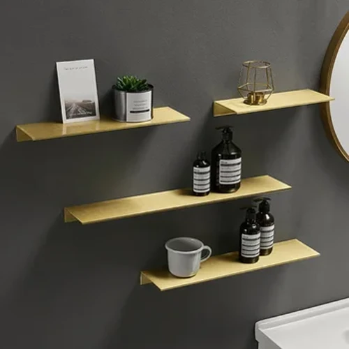 Brushed Gold Itim na Puti Rack ng Imbakan ng Banyo 30-50cm Mga Modernong Istante ng Banyo sa Kusina Wall Shelf Mga Accessory sa Bahay