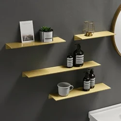 Geborsteld Goud Zwart Wit Badkamer Opbergrek 30-50cm Moderne Badkamer Planken Keuken Wandplank Woonaccessoires
