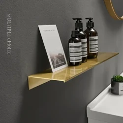 30-50cm Modernong Brushed Gold Itim na Puti Rack ng Imbakan ng Banyo Mga Istante sa Banyo Mga Istante sa Pader ng Kusina Mga Accessory sa Bahay