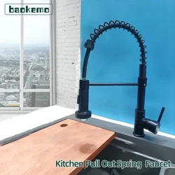 Kitchen Pull Down Spring Sink Faucet 360 Rotation Hot Cold Mixer Tap