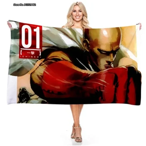 Anime One Punch-man Series Pattern Rectangular Bath Towel Panlabas na Swimming Mabilis na pagkatuyo Absorbent Beach Towel