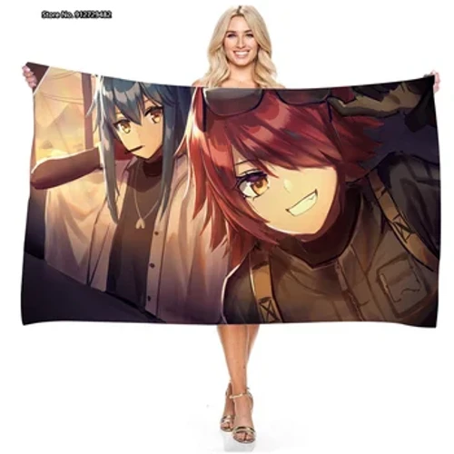 Anime Arknights Series Mønster rektangulært badehåndklæde udendørs svømning Hurtigttørrende Absorberende strandhåndklæde