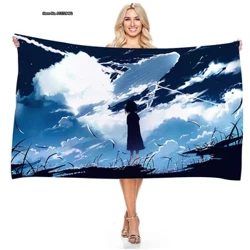 Anime Your Name Series Digital Printed Persegi Panjang Handuk Pantai Musim Panas Renang Cepat Kering Penyerap Handuk Mandi