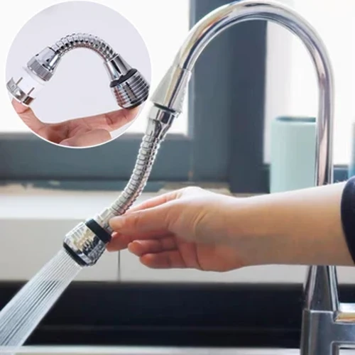 Síneadh Faucet Rothlaithe 360 ​​° Cistine Cruach Dhosmálta Scagaire Síneadh Beartaíonn Uisce Inchoigeartaithe Spraeire Coigilt Uisce Frith-Splash