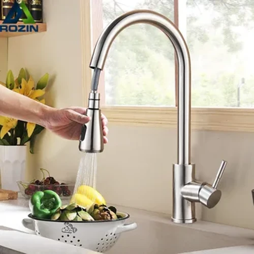 ʻO ka ʻauʻau nikela i hoʻomaʻemaʻe ʻia i waho o ka Nozzle Kitchen Sink Mixer Tap Stream Sprayer Head Deck ʻeleʻele ʻeleʻele wela me ka wai anuanu.