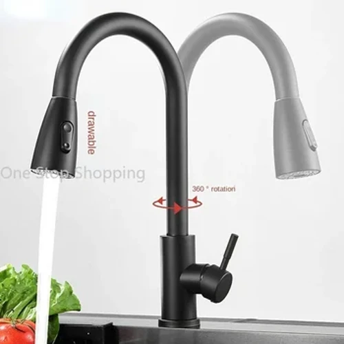 Faucet Cistine Cruach Dhosmálta Faucets Meascthóir Uisce Fuar Te 2 Feidhm Spraeire Sruth Láimhe Aonair Tarraing Amach Bearta Cistine