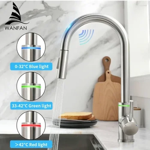 Akylly sensor gara aşhana LED kranlar Sensor üçin aşhana suw kran çüýşesi aýlanýan sensor kran suw garyjy KH-1067