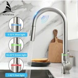 Akylly sensor gara aşhana LED kranlar Sensor üçin aşhana suw kran çüýşesi aýlanýan sensor kran suw garyjy KH-1067