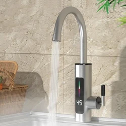 Rubinetto per lavello da cucina freddo e caldo 3000W 220V Rubinetto multifunzionale in acciaio inossidabile regolabile a 360 ° Ugello rotante antispruzzo