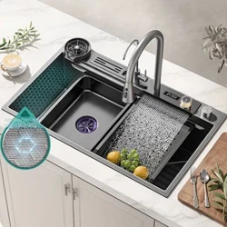 Lavello a cascata a pioggia volante in rilievo a nido d'ape Lavello da cucina fatto a mano in acciaio inossidabile 304 Lavabo per verdure a fessura singola di grandi dimensioni