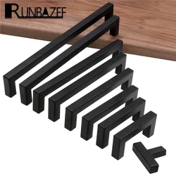 I-RUNBAZEF Ikhabhinethi Yesimanje Emnyama Iphatha I-Square Furniture Hardware Yekhishi Lensimbi Engagqwali Izicabha Zezicabha Zekhabethe Lewadilophu Lezingubo Zokudonsa
