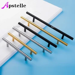 Schwarzer goldener Schrankgriff, gebürsteter Edelstahl, Küchenschranktürknopf, Möbelschubladengriff, Hardware-Züge, Stangengriff