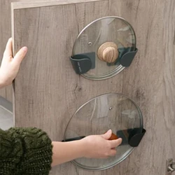 2pc/set Wandmontage Pot Deckel Holder Pot Cover Hang op der Mauer fir Kichen Plazspuerend Kichen Regal