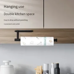 Roestvrij staal zilver/zwart keukenroldoekje, ophangrek, kan vershoudfolie, doekjes, rolpapierrek voor de keukenbadkamer opslaan