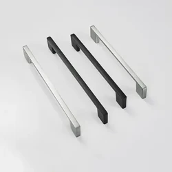 KK&FING Láimhseálann Doras Comh-Aireachta Cistine Alúmanam Dubh Simplí 1PC Tarraiceán Tarraingíonn Doras Wardrob Comh-Aireachta Gloine Crua-earraí Troscán