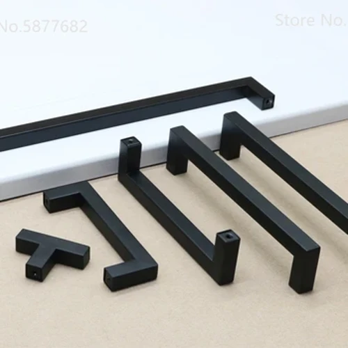Hardware per mobili quadrati Maniglia nera per armadio Maniglie per porte da cucina in acciaio inossidabile Armadio Guardaroba Tiri per cassetti