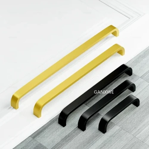 Kabine Çekmece için Siyah Altın Şerit Mobilya Tutucu Donanımı Çekir 64/96/128/160/192mm Mutfak Dolabı Knobs and Tutarlar