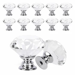 10 Stück/Set, 30 mm, Diamantform, Kristallglasknöpfe, Schrankschubladengriff, Küchenschranktür, Kleiderschrankgriffe, Hardware