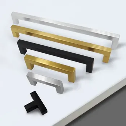 Negru/auriu/argintiu Mâner pătrat pentru dulap Feronerie pentru mobilier Butoane uși de bucătărie din oțel inoxidabil Trage de sertar dulap dulap