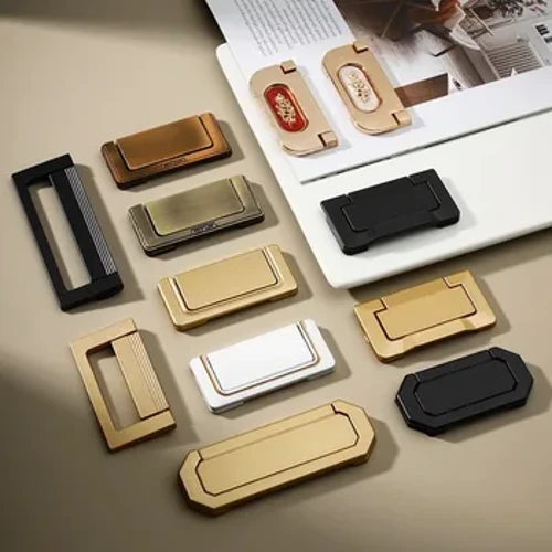 Simple flat concealed buckle drawer cabinet handle invisible flat-mounted gusset furniture hardware aluminum alloy handle
