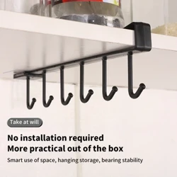 6 Haken Opbergplank Kunststof Onder Planken Ophangrek Gebruiksvoorwerpen Houder Garderobe Keuken Badkamer Organizer Woonaccessoires