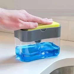 Dispenser ng sabon ng ulam para sa kusina, likidong dispenser ng sabon ng sabon na may may hawak ng espongha, espongha ng caddy sabon na dispenser ng bomba