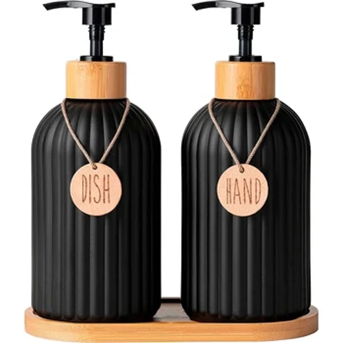Set de sticle pentru dozator de săpun negru pentru vase de bucătărie cu etichete Container de depozitare pentru săpun și săpun pentru vase pentru decorarea interioară