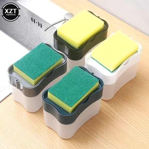 Νέο 2 σε 1 Scrubbing Liquid Detergent Dispenser Press-Type Liquid Soap Box Pump Organizer Εργαλείο κουζίνας Προμήθειες μπάνιου