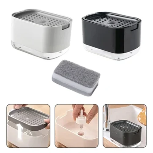 2In1 Món Ăn Đựng Xà Phòng Chất Lỏng Bơm Xà Phòng Hộp Đựng Xà Phòng Có Bọt Biển Giá Đỡ Cho Nhà Bếp Phòng Tắm Rửa Phụ Kiện