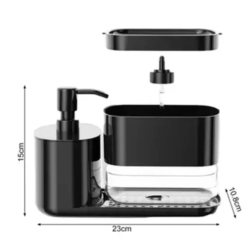 Mea hoʻoheheʻe kopa kīhini me ka paʻa ʻana i ka sponge Multifunctional Kitchen Sink Organizer Refillable Kitchen Dish Soap Dispenser no ka Home