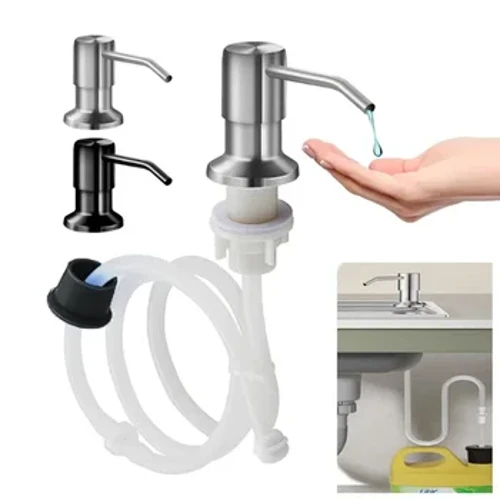 Hộp đựng xà phòng Ống nối dài Bộ bồn rửa chén bằng thép không gỉ Chất lỏng đựng xà phòng Phòng tắm Lotion Chất tẩy rửa ấn tay Máy bơm