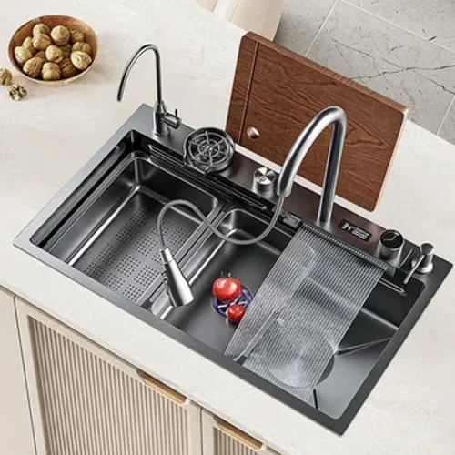 Digital Display Waasserfall ënnerzegoen Multifunctional STAINLESS Stol Grouss Single Slot Kichen Accessoiren Gourmetkran Kichen