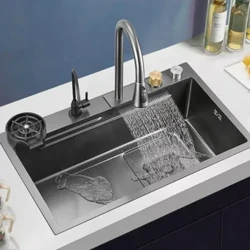 304 STAINLESS Steel Waasserfall Kichen ënnerzegoen Pull Typ faucet Single Slot Héich Drock Coupe Wäschmaschinn Coffee Shop Wäin Bar ënnerzegoen