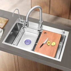 Lavello da cucina in acciaio inossidabile 304, lavabo multifunzione a fessura singola, in rilievo, per la cucina, in acciaio inossidabile 304