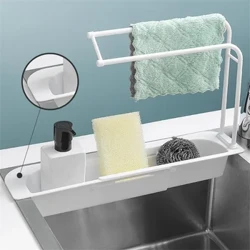 Oshxona uchun lavabo drenaj tokchasi Creative PP jel drenaj tokchasi Idishlar shimgichli sovun quritish teleskopik lavabo ushlagichi saqlash drenaj savatchasi