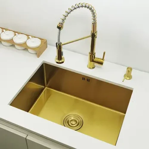 Guld diskbänk 304 diskbänkar i rostfritt stål ovanför bänk eller undermontering Installation Enkelt handfat Bar diskbänk Golden tvättställ