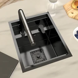 Verborgen keukengootsteen, bargootsteenkit, opvouwbare kraan, afvoerpijp, drop-in onderbouwgootsteen, kleine roestvrijstalen spoelbak voor werkstation RV