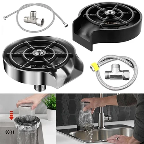 Augstspiediena jaucējkrāns, stikla skalotājs virtuves izlietnei Automātiska stikla glāžu mazgātāja bāra piederumi Alus kafija piena tējas krūzes tīrītājs