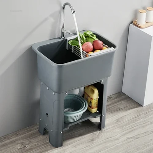 Nordic Household PP Plast Diskbänkar Kommersiellt Stora diskbänkar för kök Golvstående Grönsaksdiskbänk Kökstillbehör M