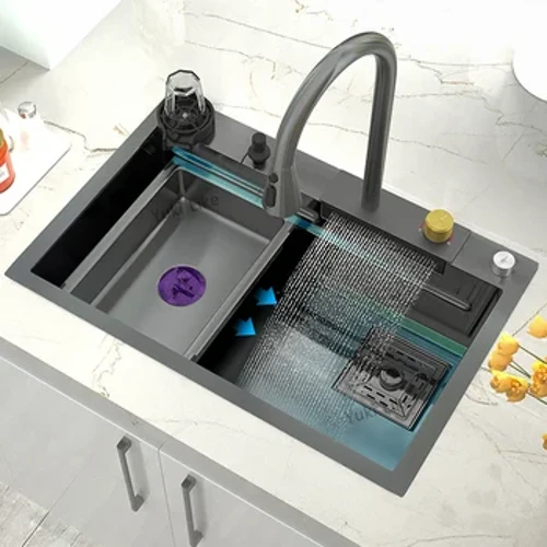 Kichen Sink Edelstol Grouss Single Slot Multifunktionnelle Tank Wash Basin Mat Waasserfall Krunn Lowe Präis