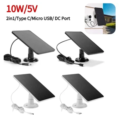 10W 5V Panel słoneczny Micro USB + Type-C 2w1 zewnętrzne ogniwa słoneczne ładowarka panele słoneczne do kamery bezpieczeństwa/mały system oświetlenia domu